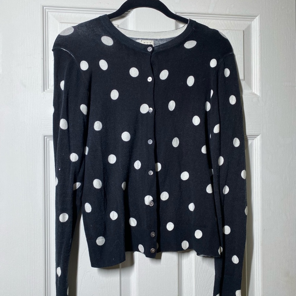 A New Day black and white polka dot cardigan